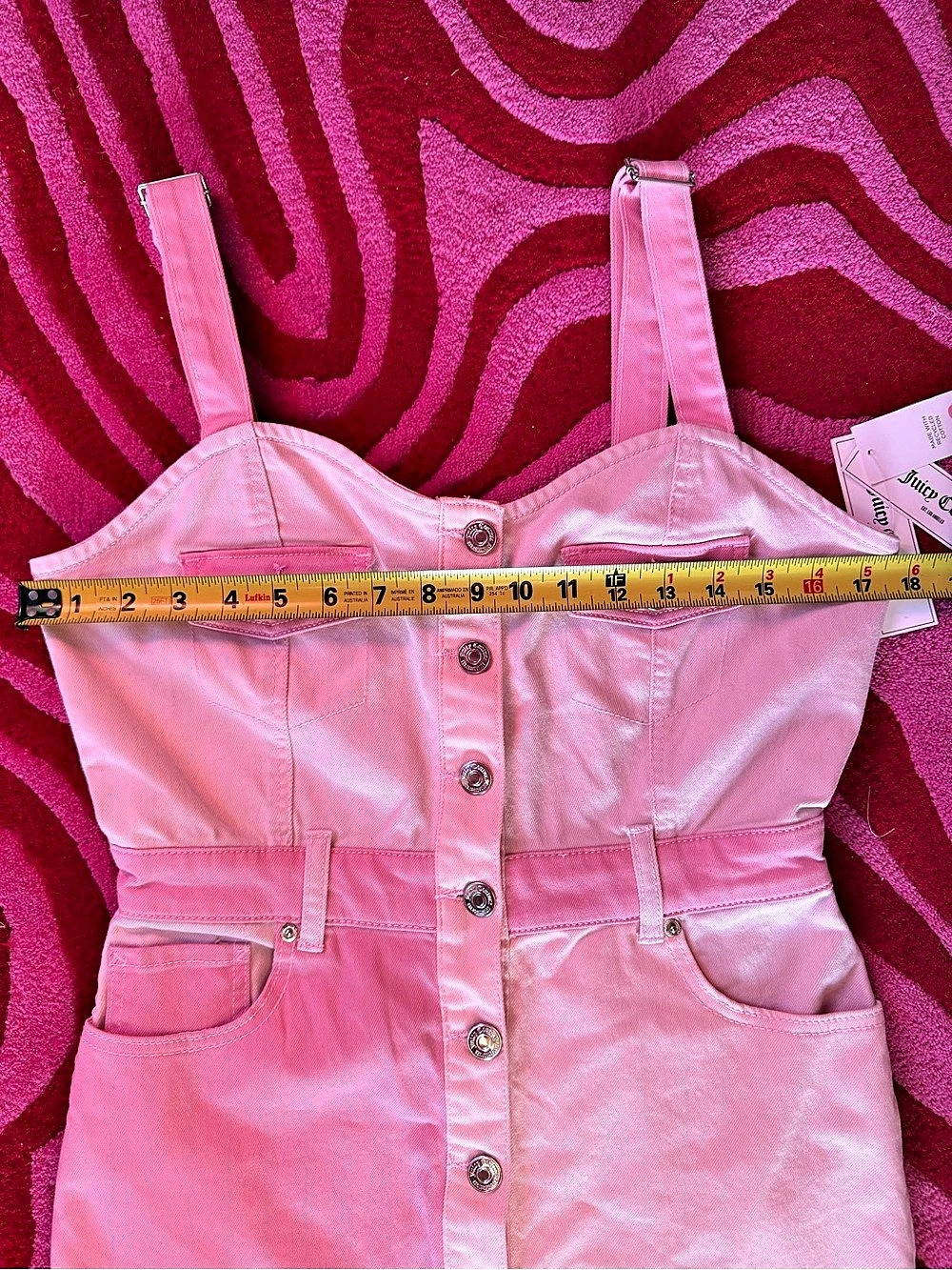 Juicy Couture Pink Colorblock Denim Bodycon Mini Dress NWT M - Picture 4 of 8